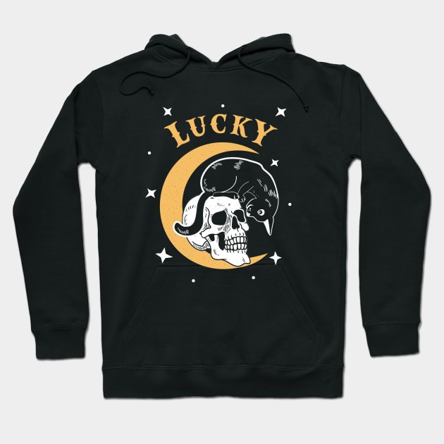 Lucky Black Cat Halloween Shirt Hoodie by johnnystackart